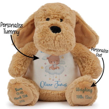 Blue Cloud Bear New Baby Personalised Teddy Bear