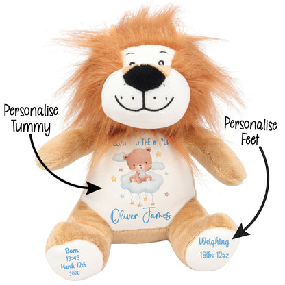Blue Cloud Bear New Baby Personalised Teddy Bear