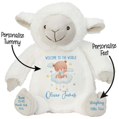 Blue Cloud Bear New Baby Personalised Teddy Bear