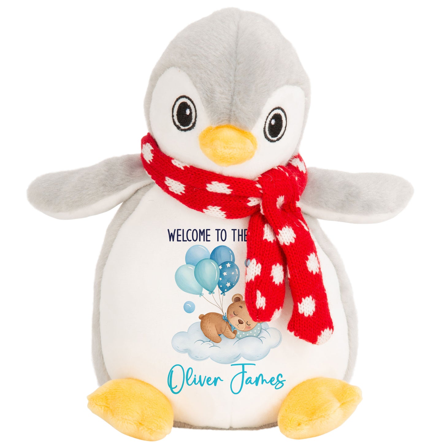 Blue Balloon Sleeping Bear New Baby Personalised Teddy Bear