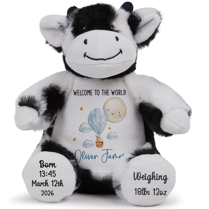 Blue Balloon & Moon New Baby Boy Personalised Teddy Bear