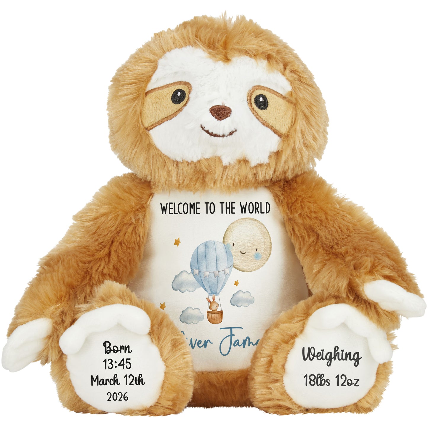 Blue Balloon & Moon New Baby Boy Personalised Teddy Bear