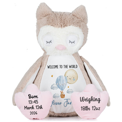 Blue Balloon & Moon New Baby Boy Personalised Teddy Bear