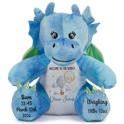 Blue Balloon & Moon New Baby Boy Personalised Teddy Bear