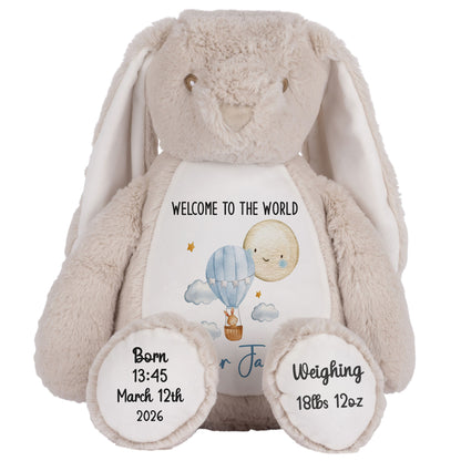 Blue Balloon & Moon New Baby Boy Personalised Teddy Bear