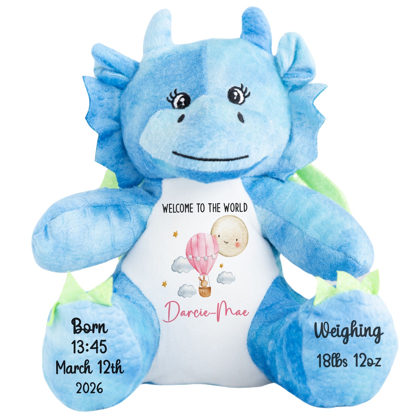 Pink Balloon & Moon New Baby Girl Personalised Teddy Bear