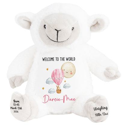 Pink Balloon & Moon New Baby Girl Personalised Teddy Bear