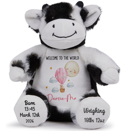 Pink Balloon & Moon New Baby Girl Personalised Teddy Bear