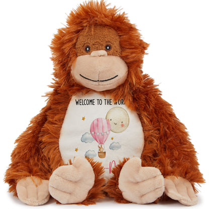 Pink Balloon & Moon New Baby Girl Personalised Teddy Bear