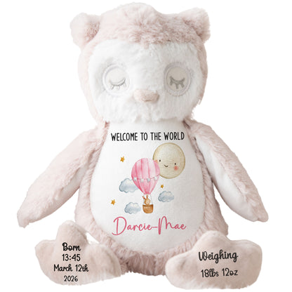 Pink Balloon & Moon New Baby Girl Personalised Teddy Bear