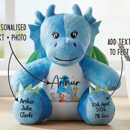 blue dragon teddy personalised teddy bear