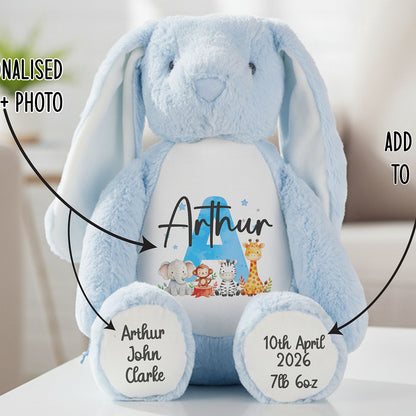 blue bunny teddy personalised teddy bear