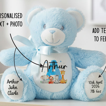blue teddy bear personalised teddy bear