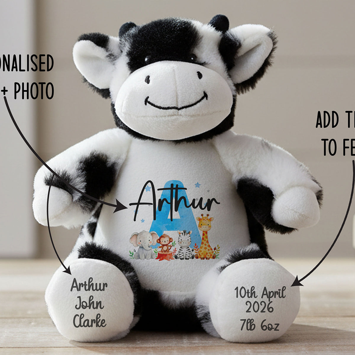 cow teddy personalised teddy bear
