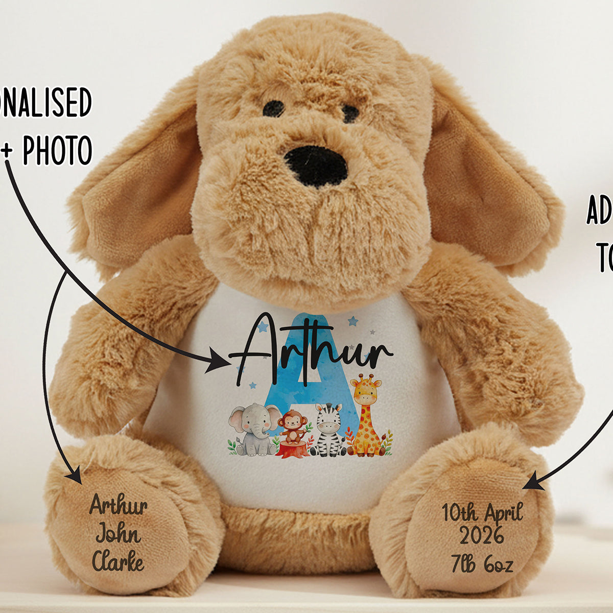 dog teddy personalised teddy bear