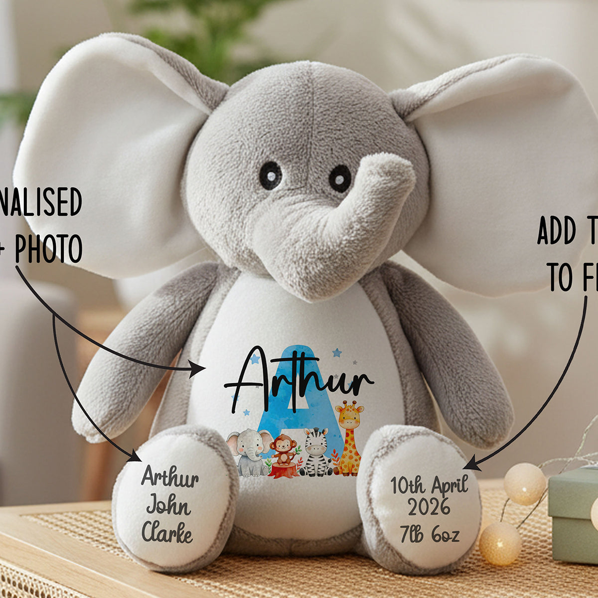 elephant teddy personalised teddy bear