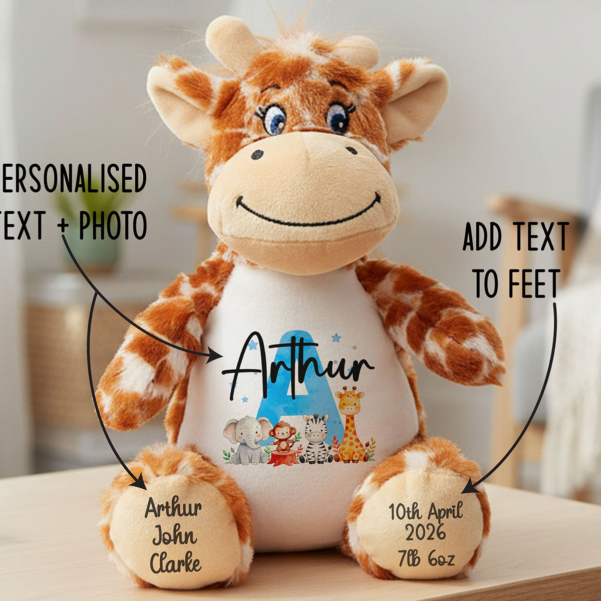 giraffe teddy personalised teddy bear