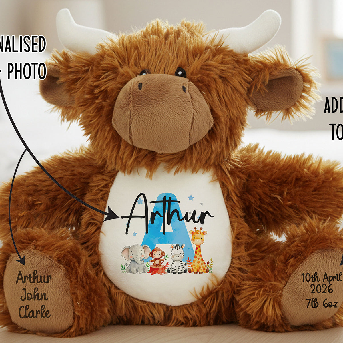 highland cow teddy personalised teddy bear