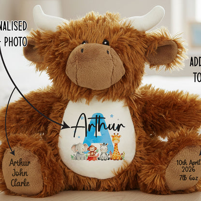 highland cow teddy personalised teddy bear