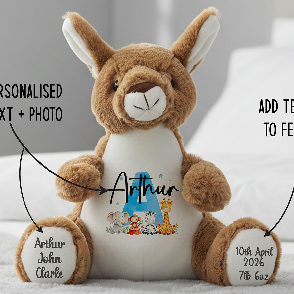 kangaroo teddy personalised teddy bear
