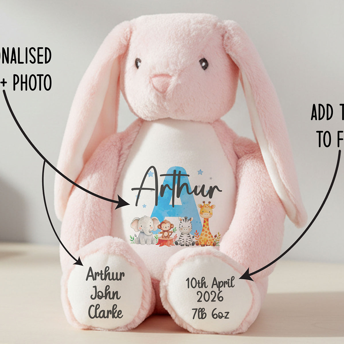 pink bunny teddy personalised teddy bear