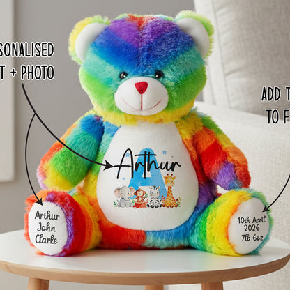 rainbow teddy bear personalised teddy bear