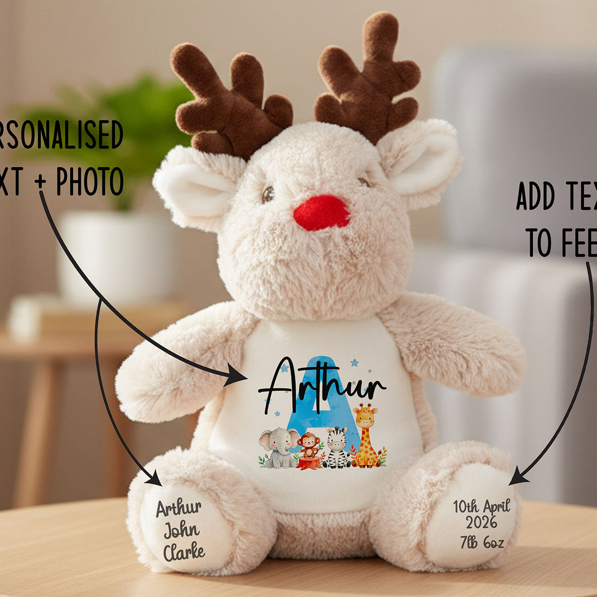 reindeer teddy personalised teddy bear