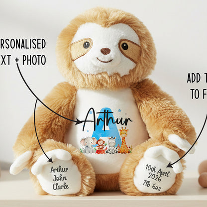 sloth teddy personalised teddy bear