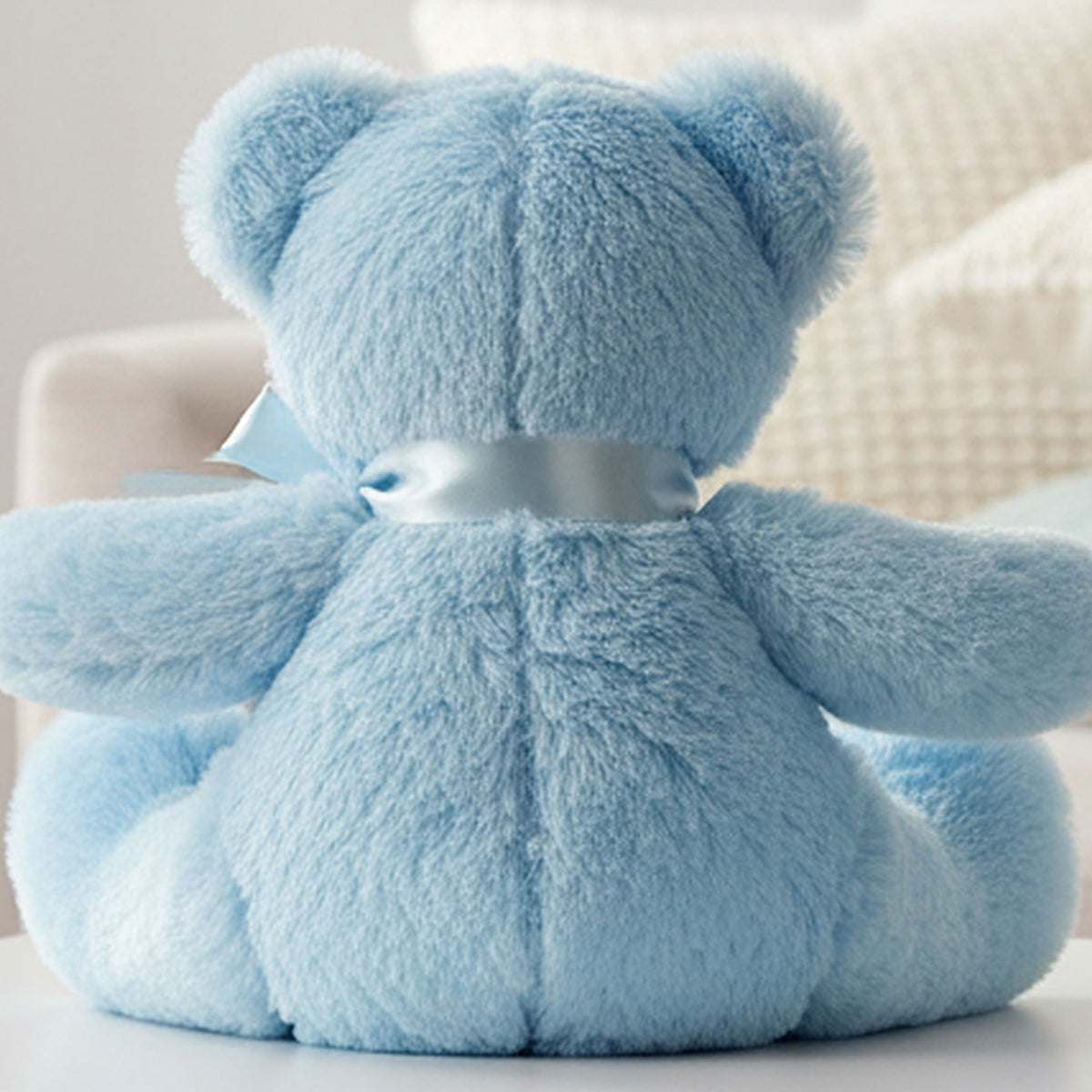 blue teddy bear personalised teddy bear back view