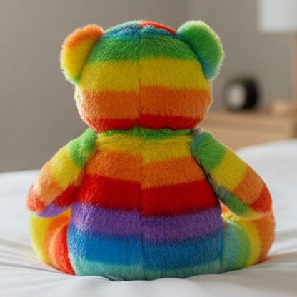 rainbow teddy bear personalised teddy bear back view