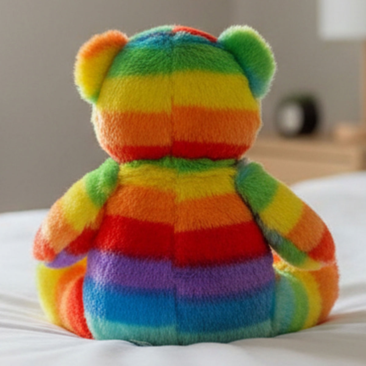 rainbow teddy bear personalised teddy bear back view