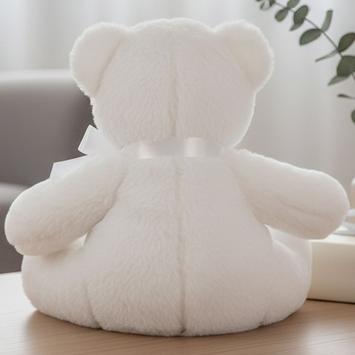 white teddy bear personalised teddy bear back view