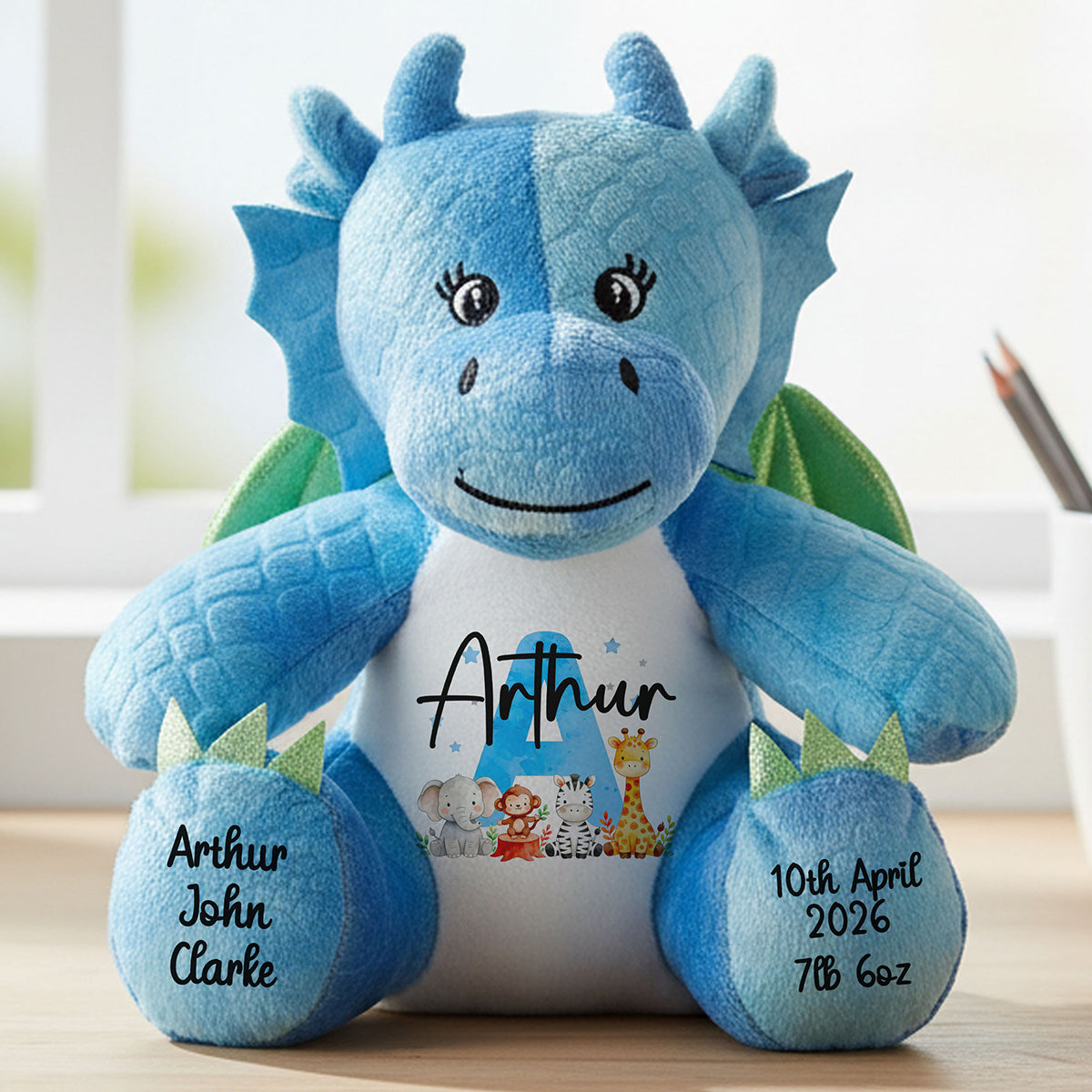 blue dragon teddy personalised teddy bear