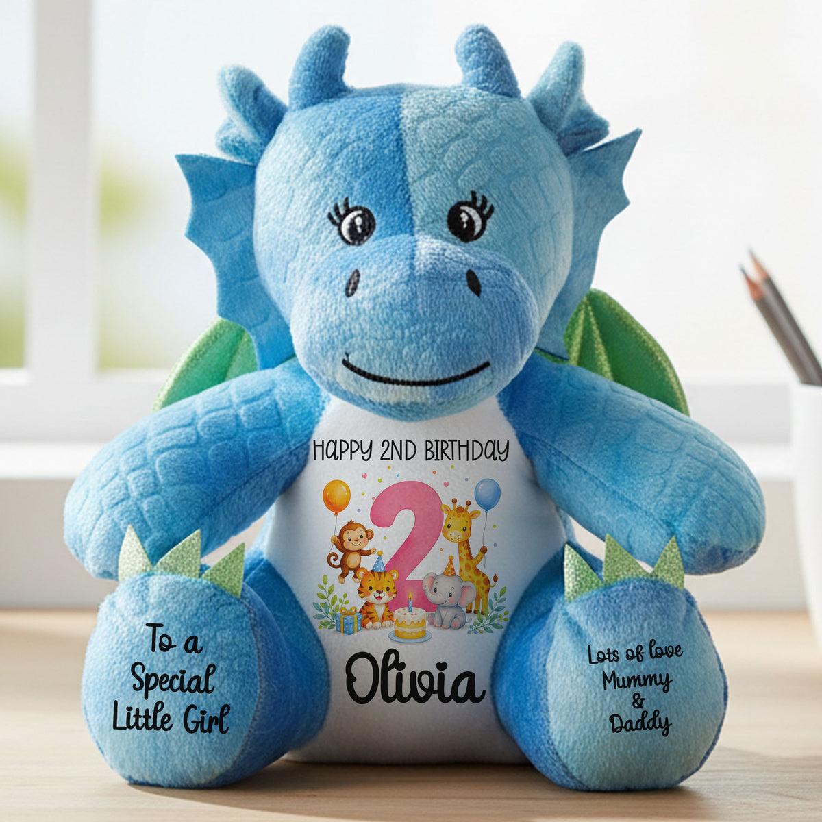 blue dragon teddy personalised teddy bear