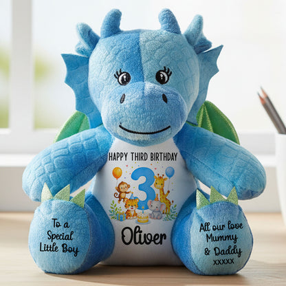 blue dragon teddy personalised teddy bear