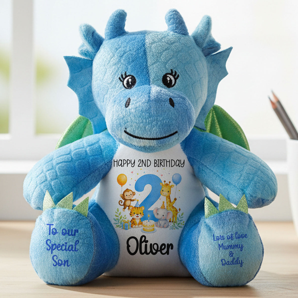 blue dragon teddy personalised teddy bear