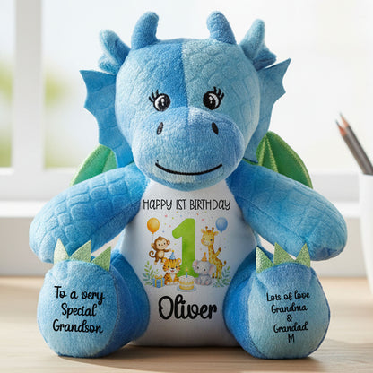 blue dragon teddy personalised teddy bear