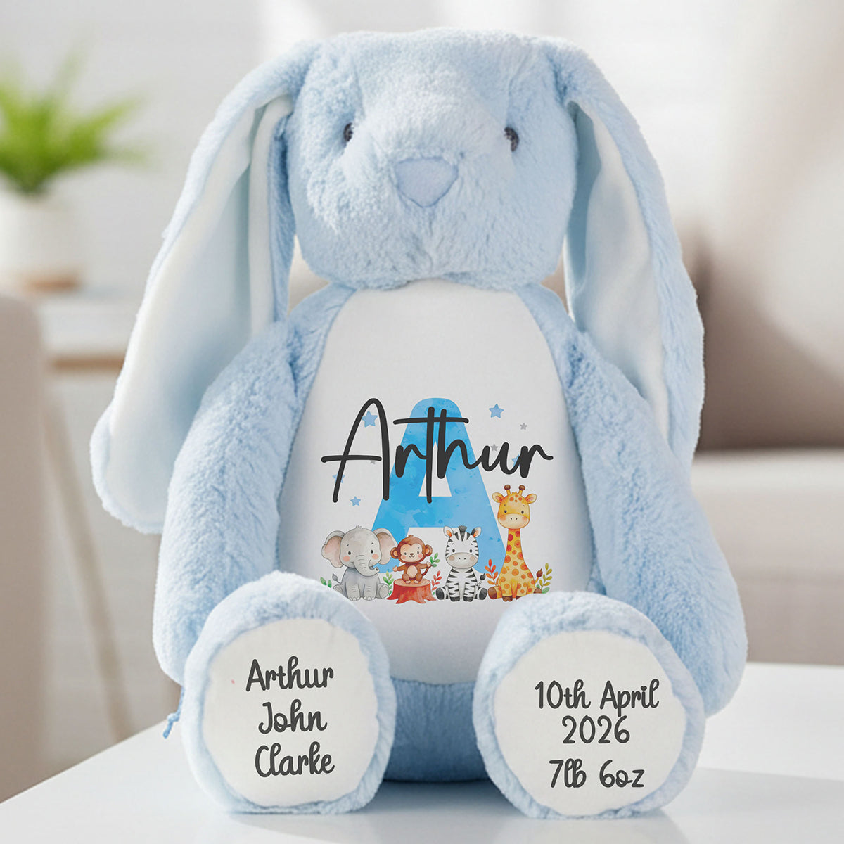 blue bunny teddy personalised teddy bear