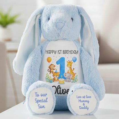 blue bunny teddy personalised teddy bear