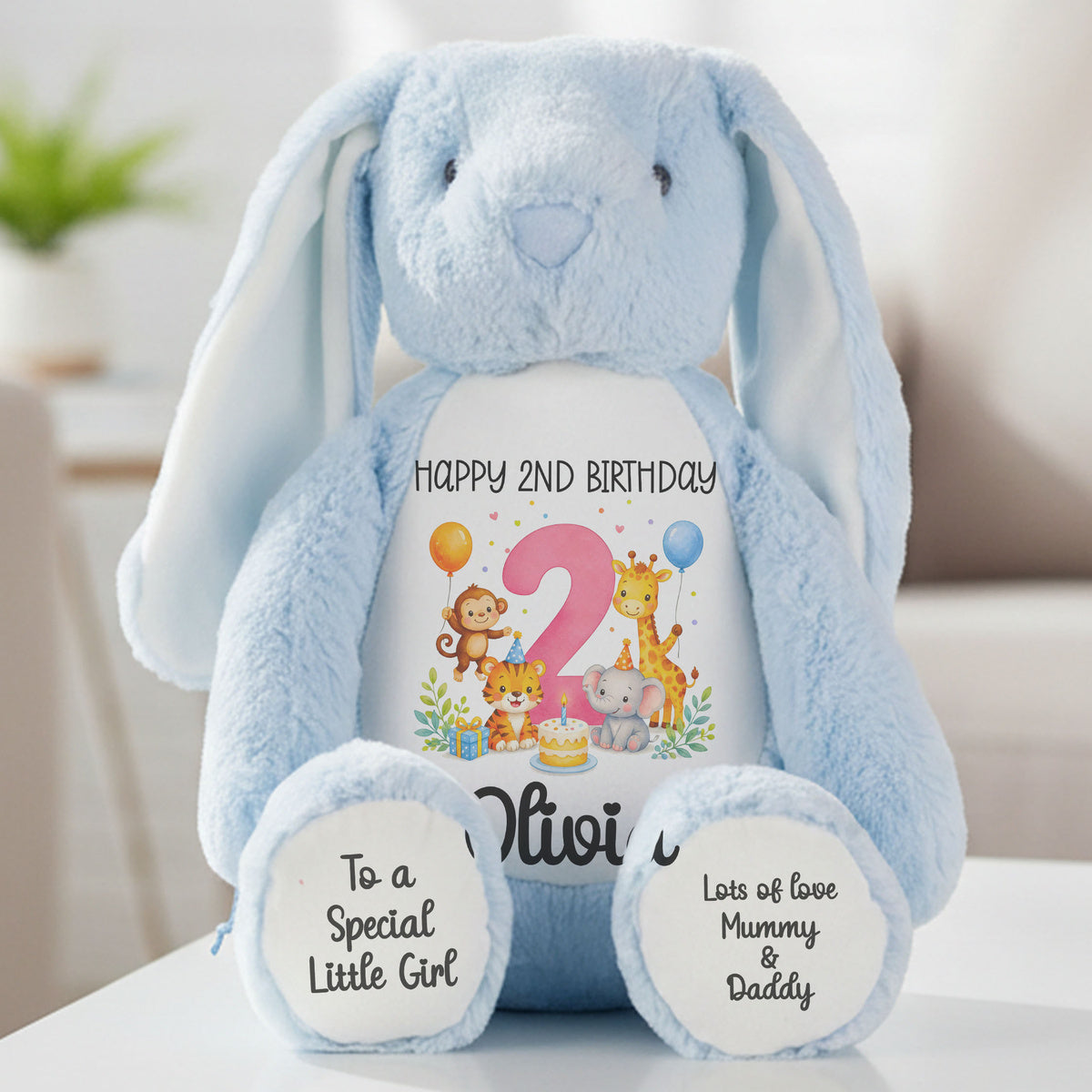 blue bunny teddy personalised teddy bear