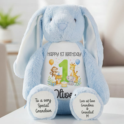 blue bunny teddy personalised teddy bear