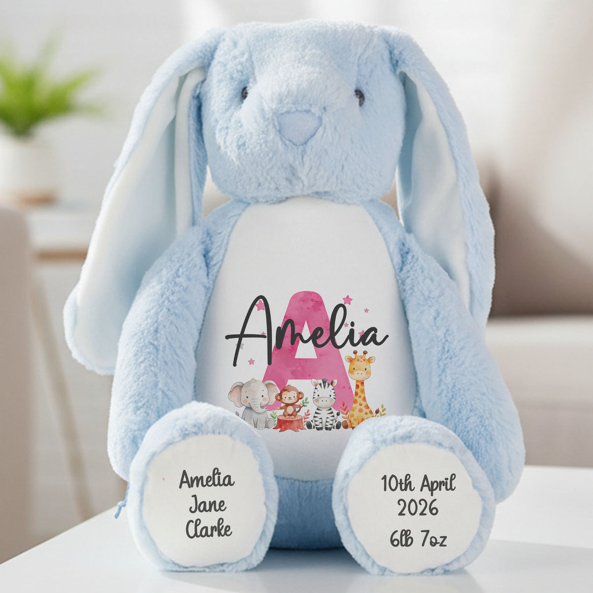 blue bunny teddy personalised teddy bear