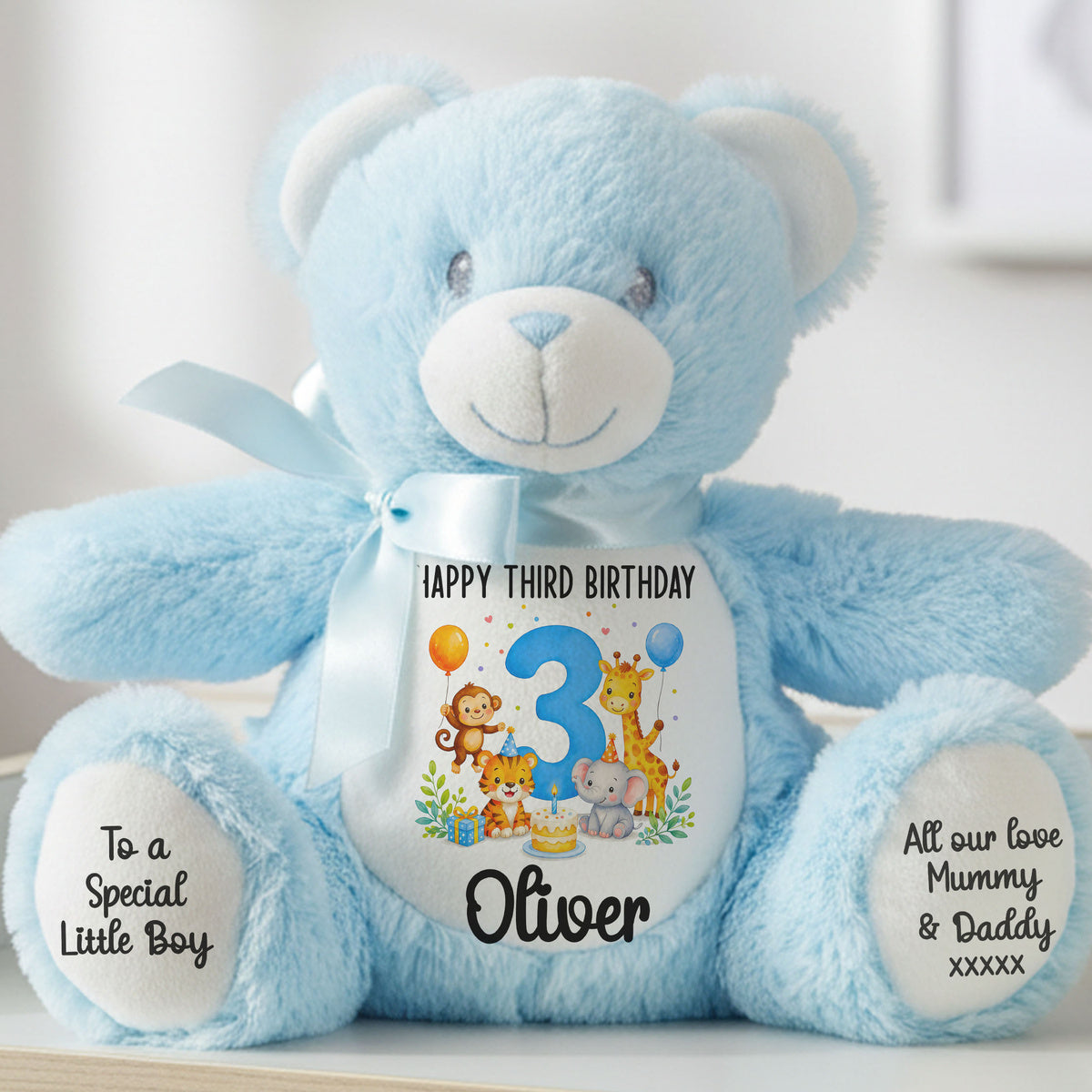 blue teddy bear personalised teddy bear