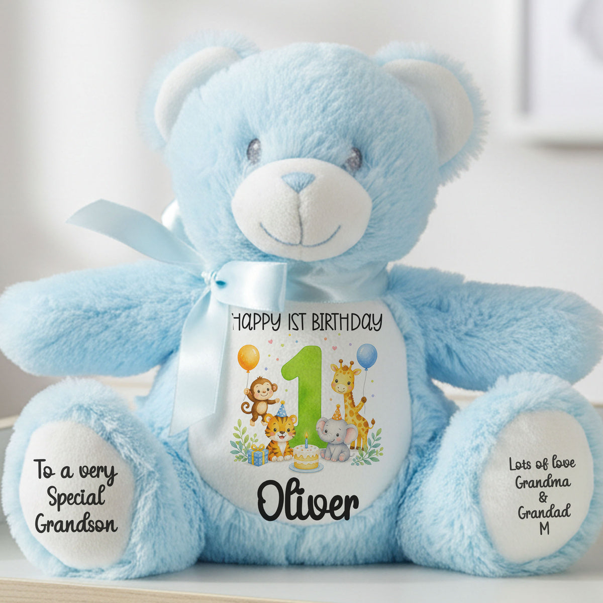 blue teddy bear personalised teddy bear