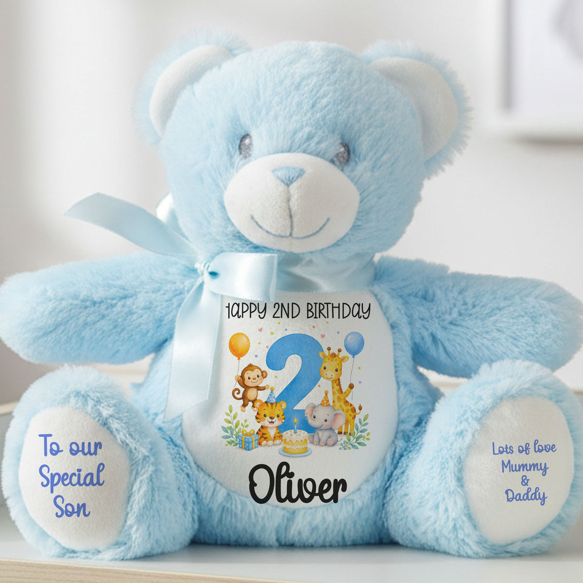 blue teddy bear personalised teddy bear