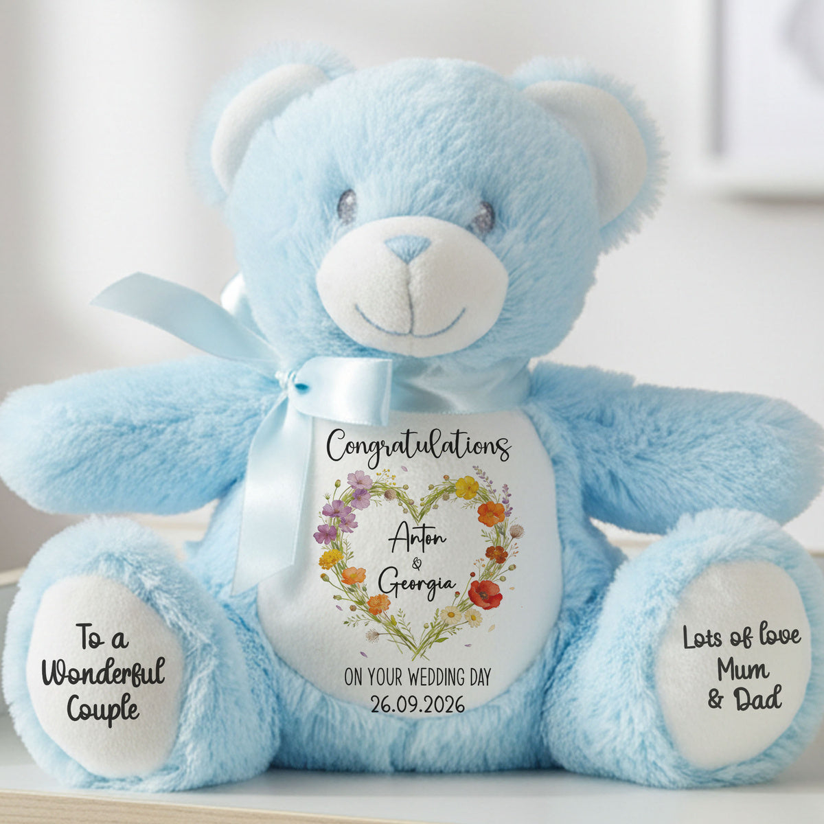 blue teddy bear personalised teddy bear