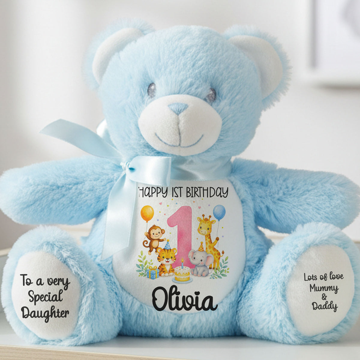 blue teddy bear personalised teddy bear