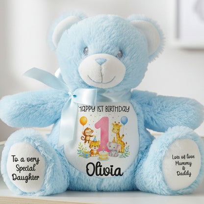 blue teddy bear personalised teddy bear