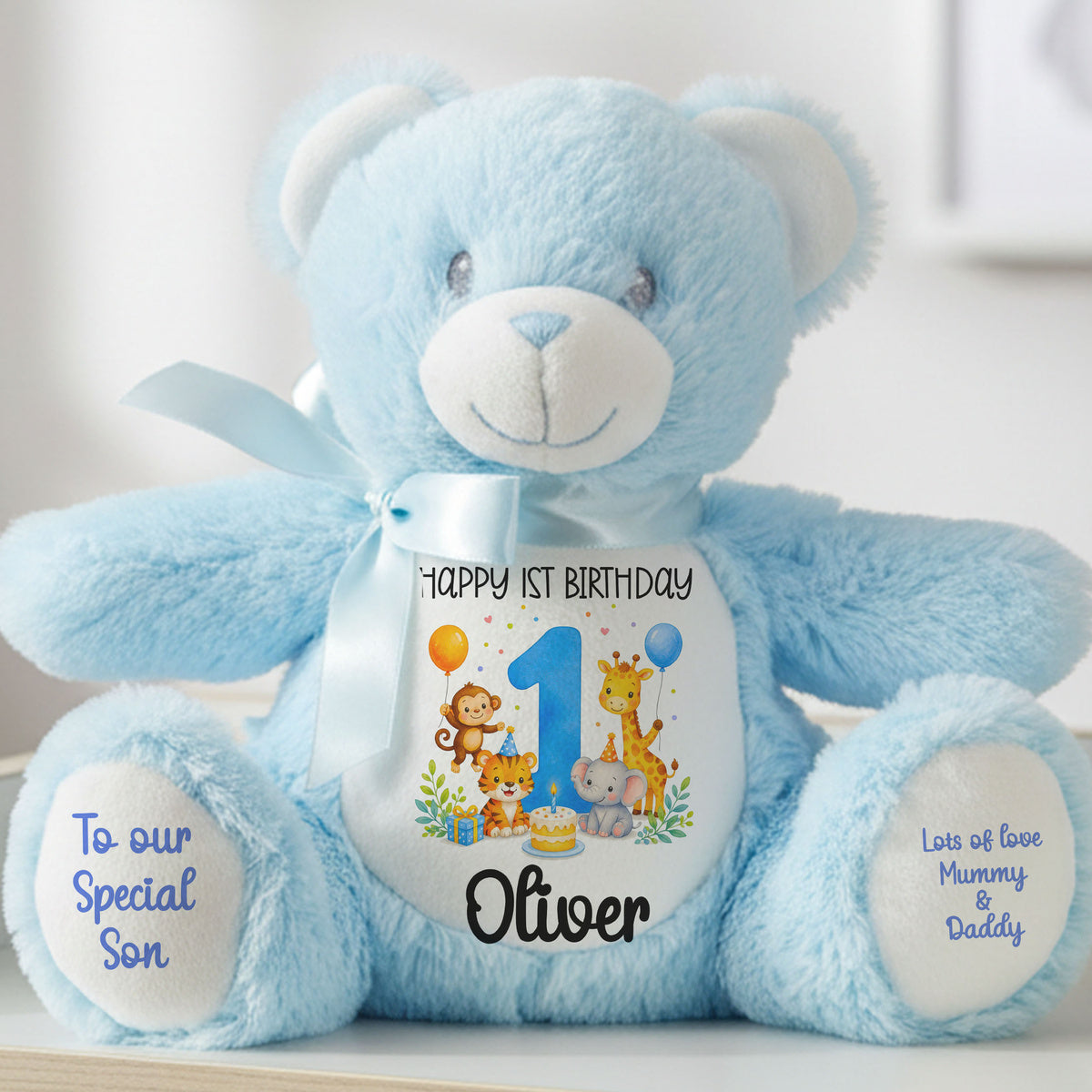 blue teddy bear personalised teddy bear