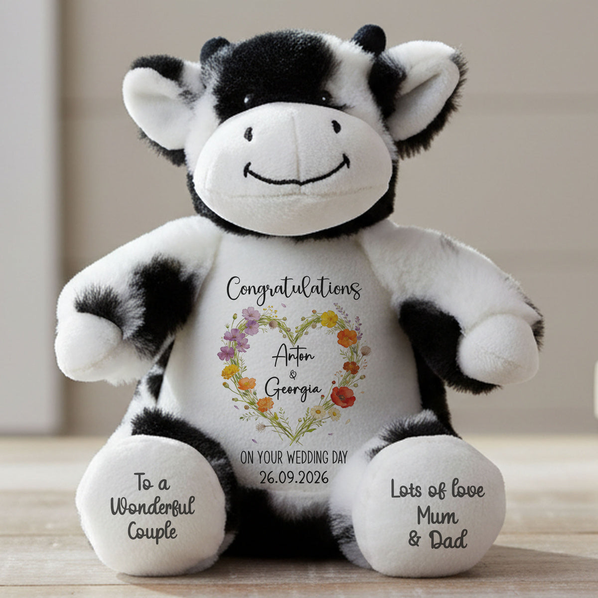 cow teddy personalised teddy bear